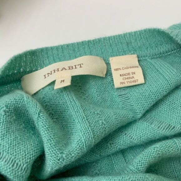 Inhabit Women's Asymmetrical Ribbed Cashmere Sweater Medium in Aloe Green $385 - Picture 5 of 6